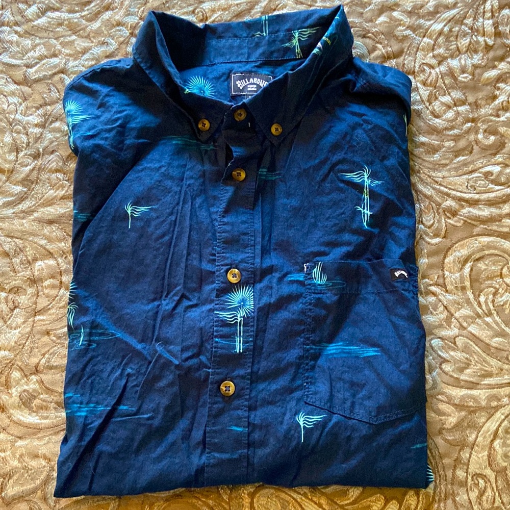 Billabong mens dark blue shirt sleeved button front shirt Sz XXL